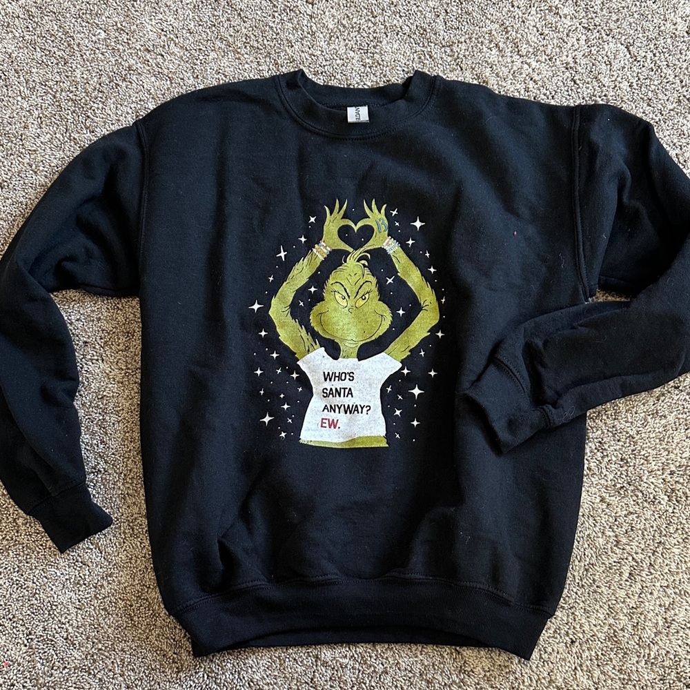 Black Swiftie Grinch Graphic girls crew Sweatshirt youth large